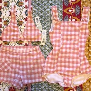 Seea Set 3 Pieces Brasilia High Waisted Bikini Shorts & Tofino Alba All S NEW